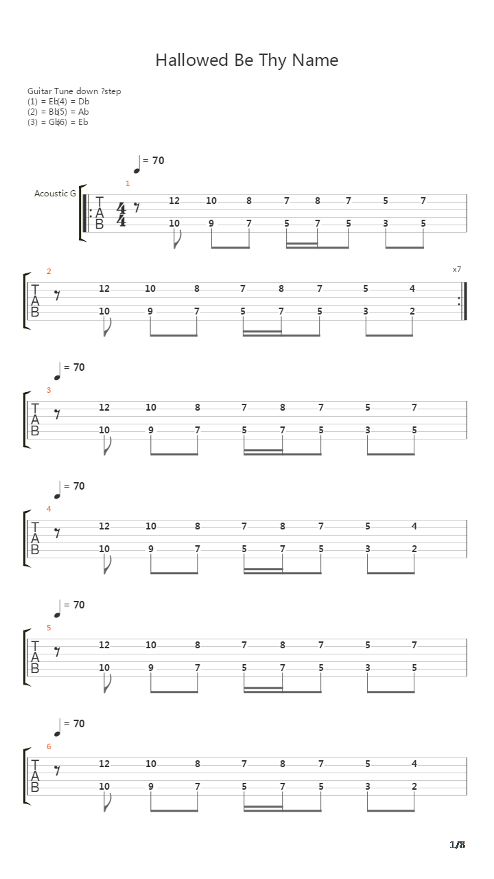 Hallowed Be Thy Name吉他谱