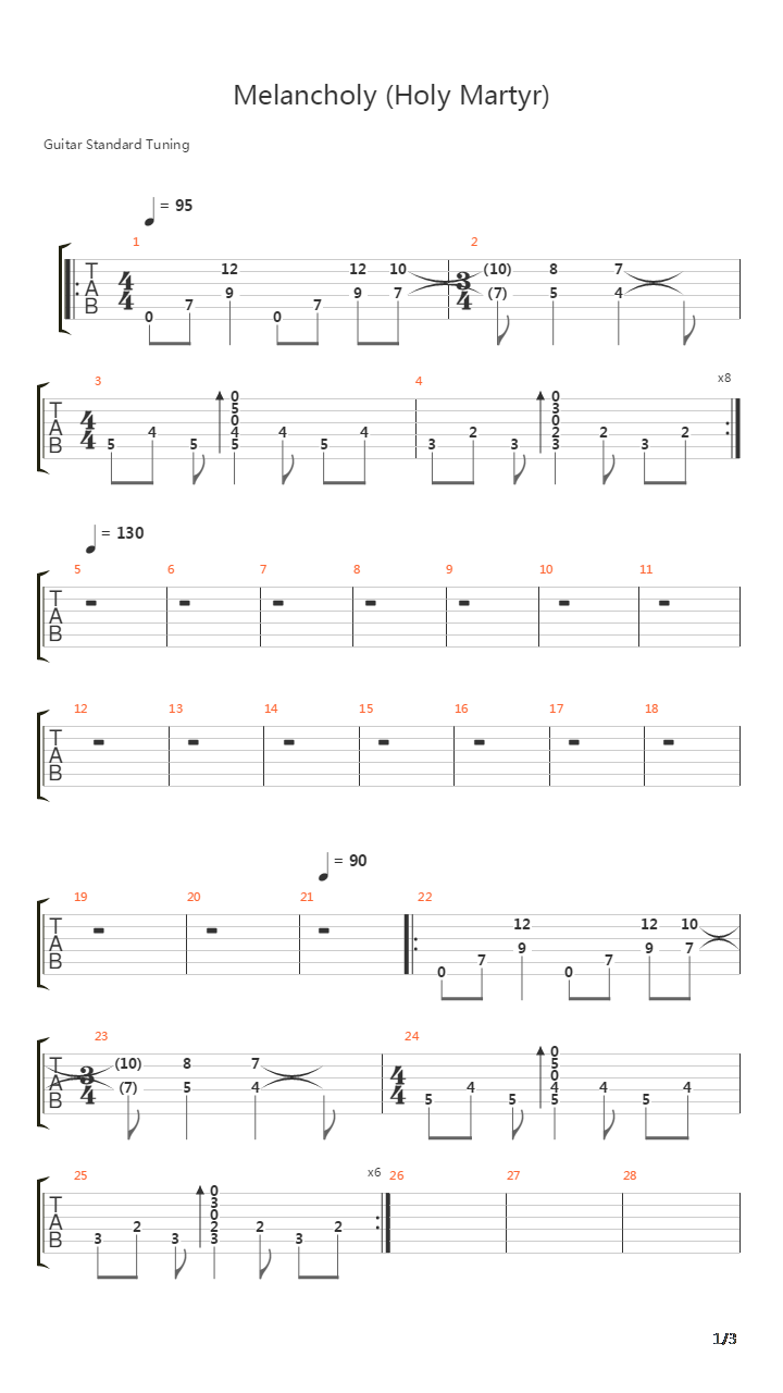 Melancholy Holy Martyr吉他谱