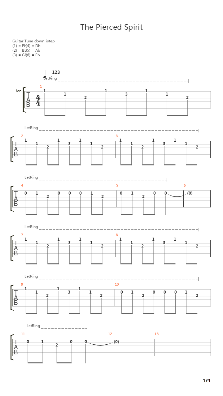 Pierced Spirit The吉他谱