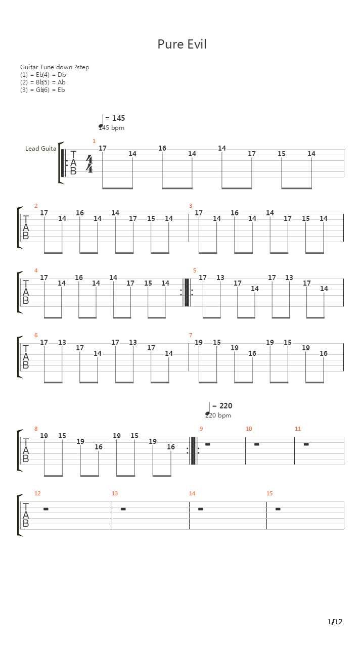 Pure Evil吉他谱