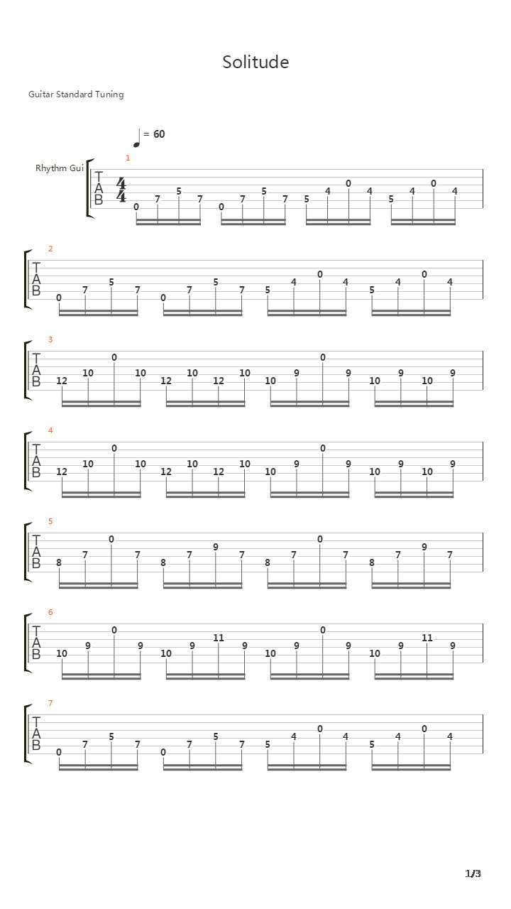 Solitude吉他谱