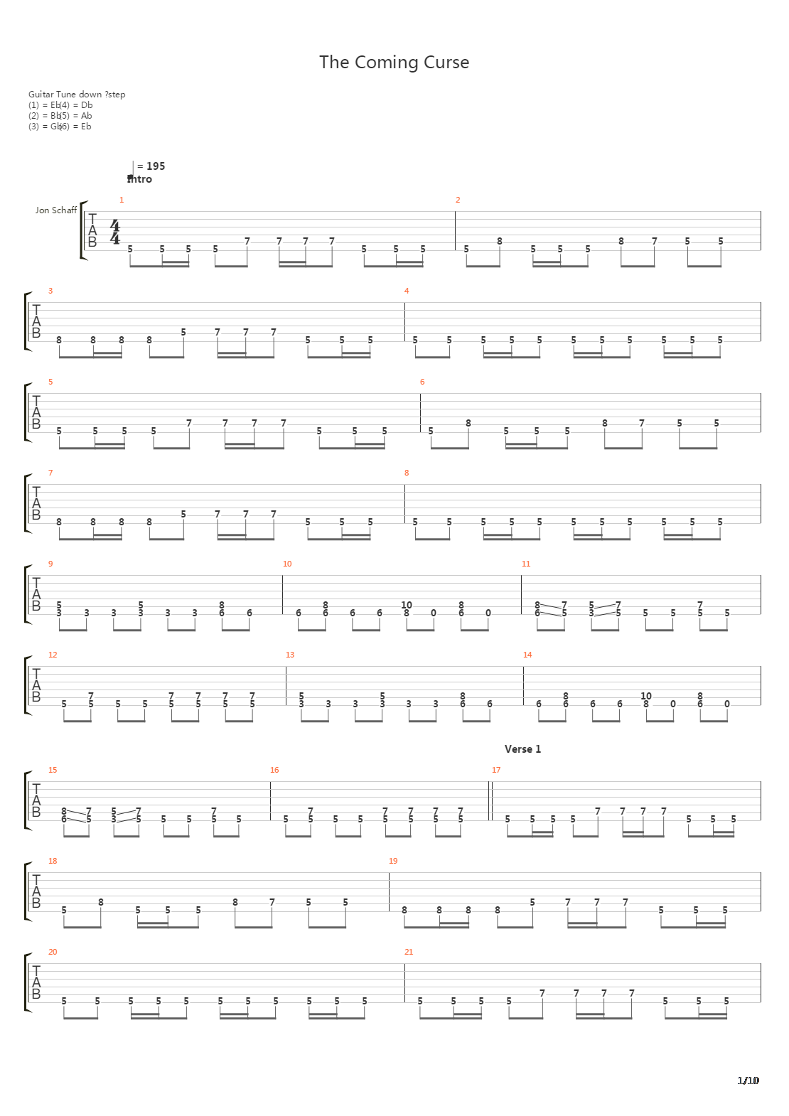 The Coming Curse吉他谱