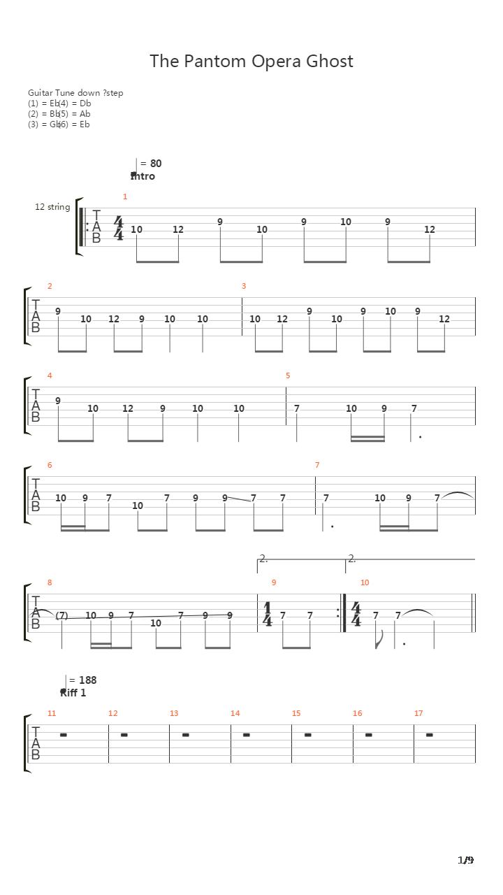 The Pantom Opera Ghost吉他谱