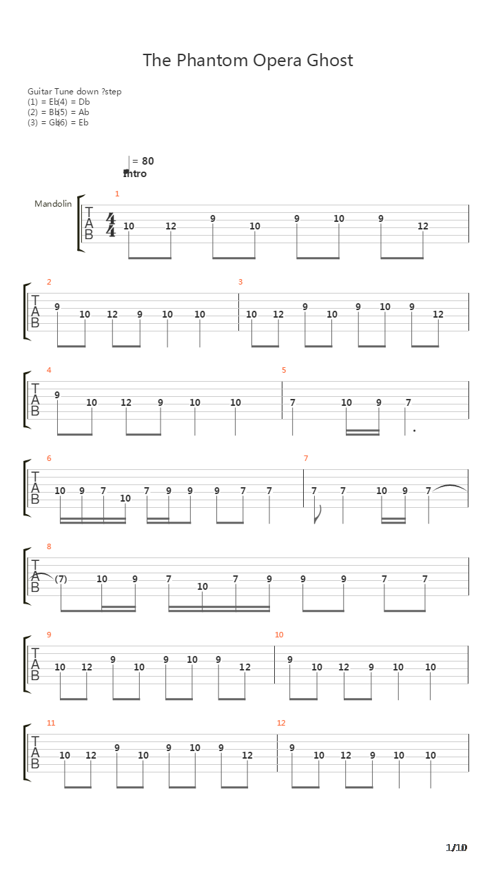 The Phantom Opera Ghost吉他谱