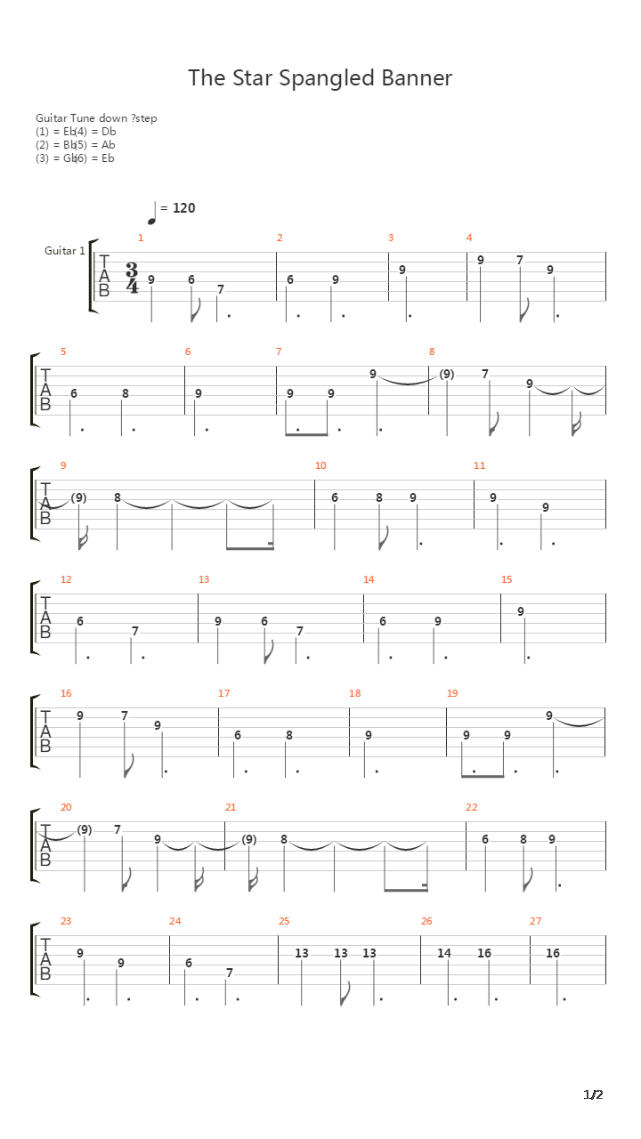The Star Spangled Banner吉他谱