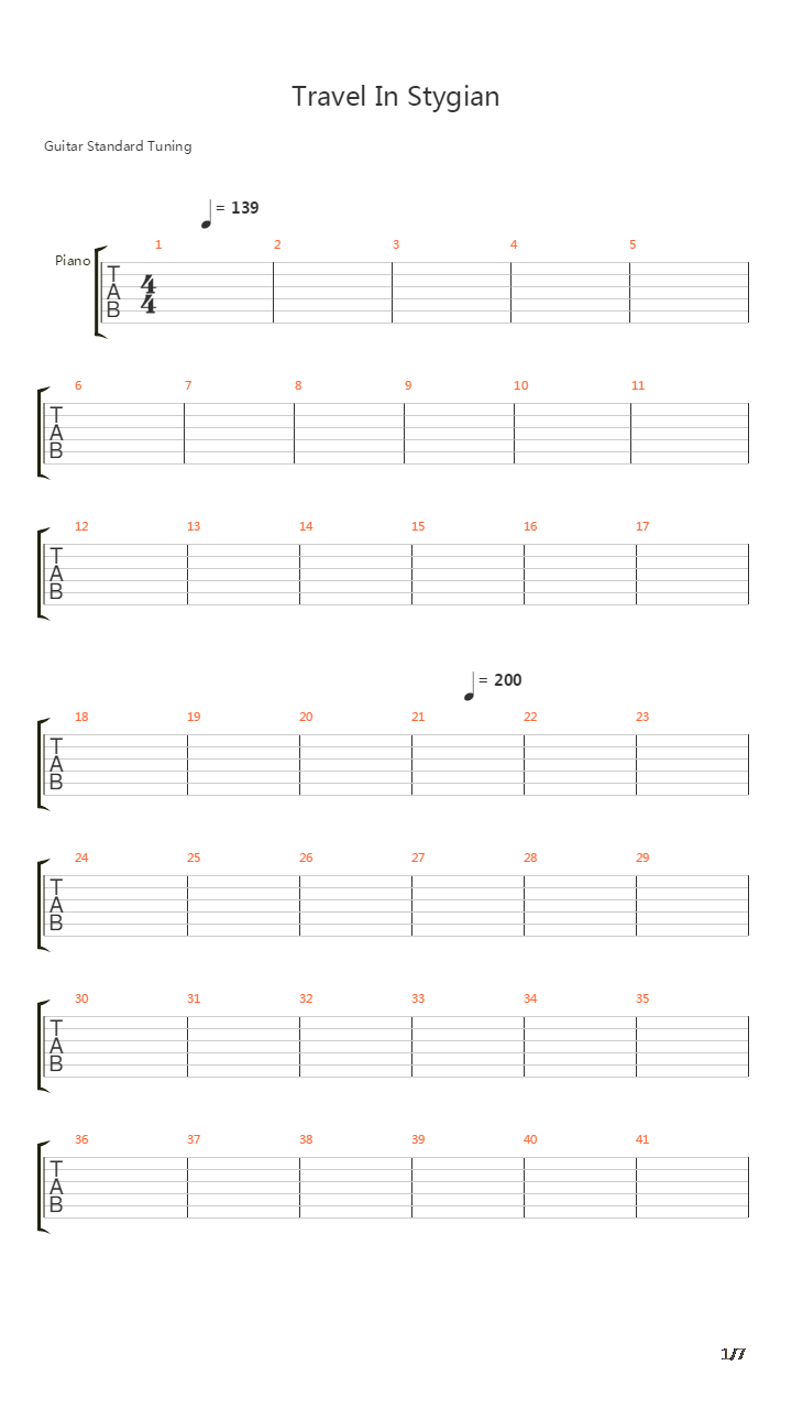Travel In Stygian吉他谱