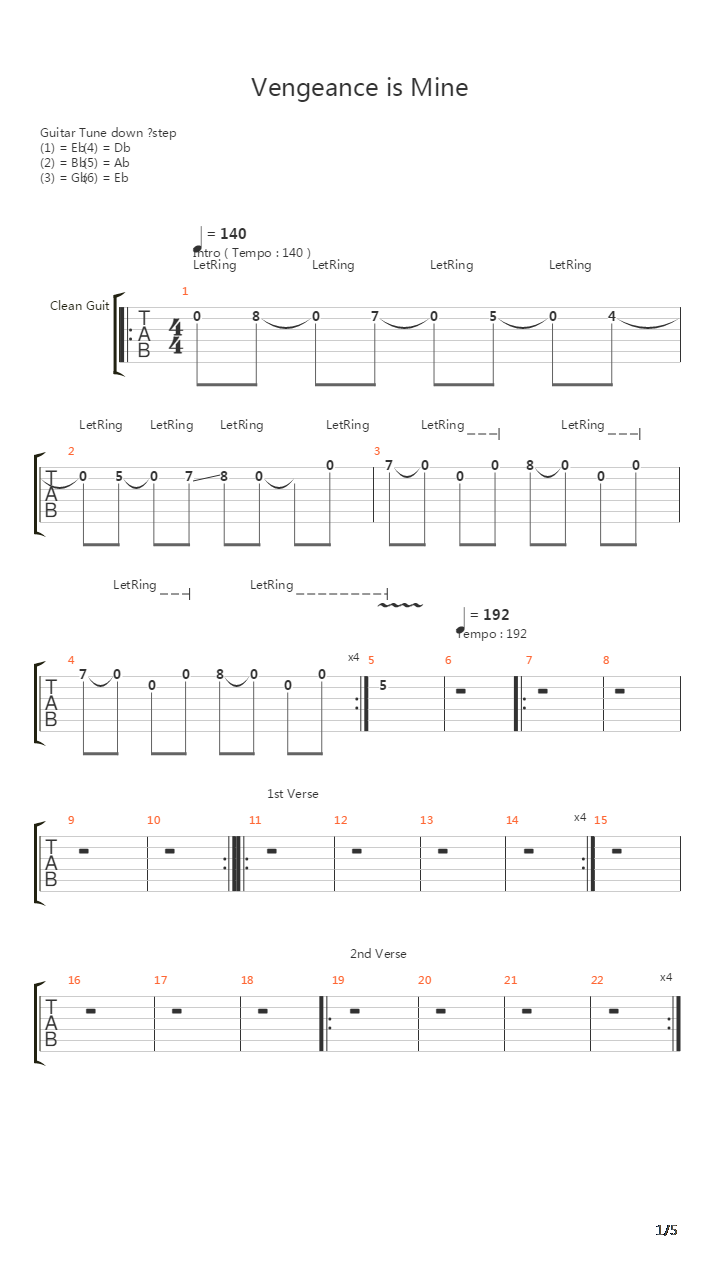 Vengeance Is Mine吉他谱
