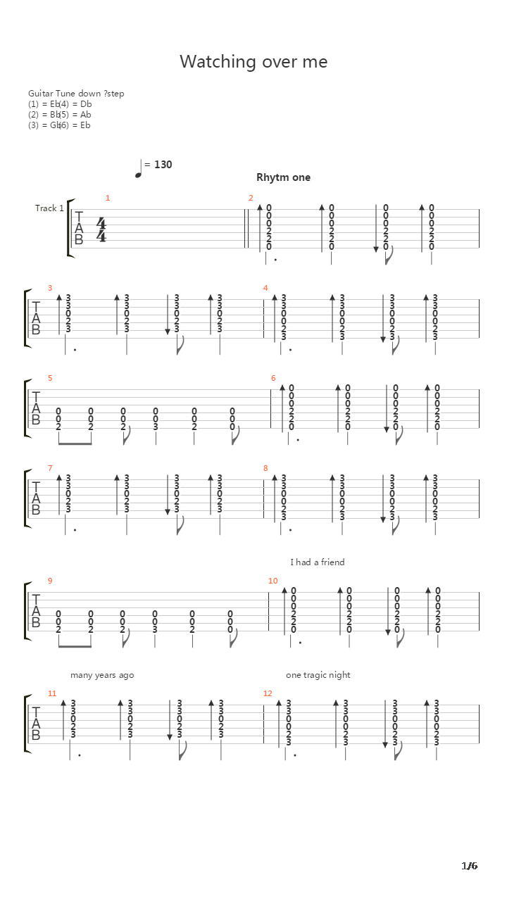 Watching Over Me吉他谱