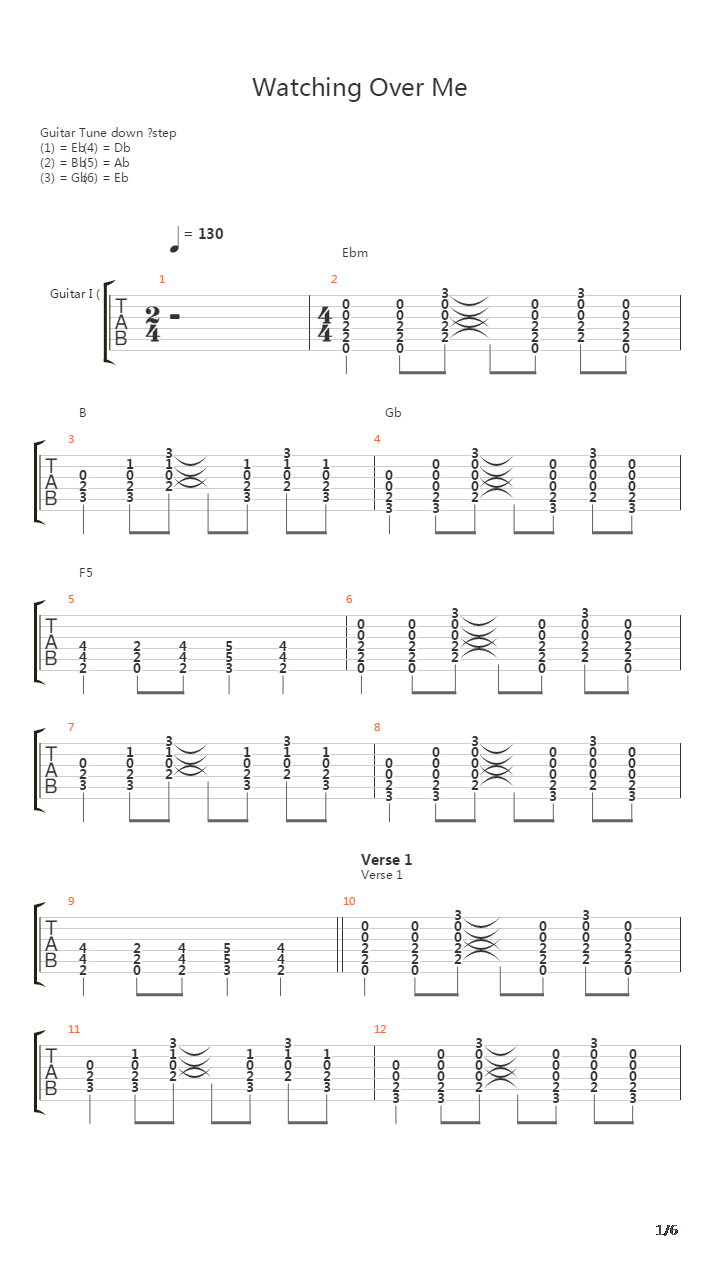 Watching Over Me吉他谱