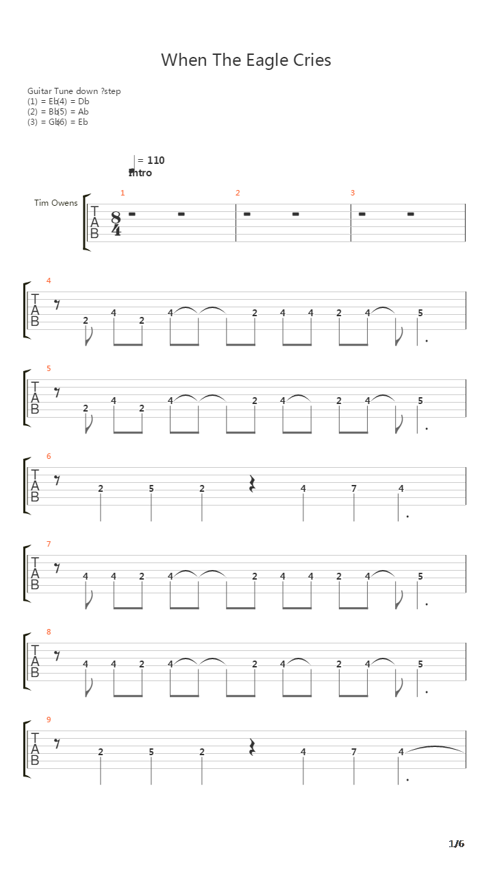 When The Eagle Cries吉他谱