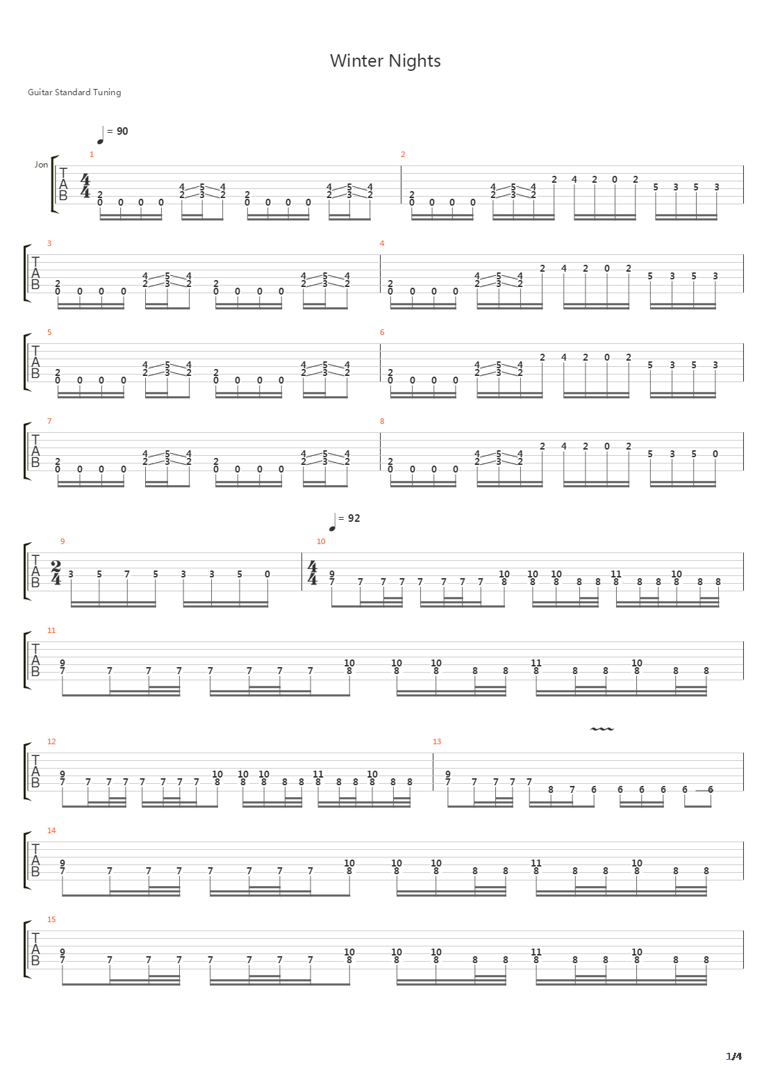 Winter Nights吉他谱
