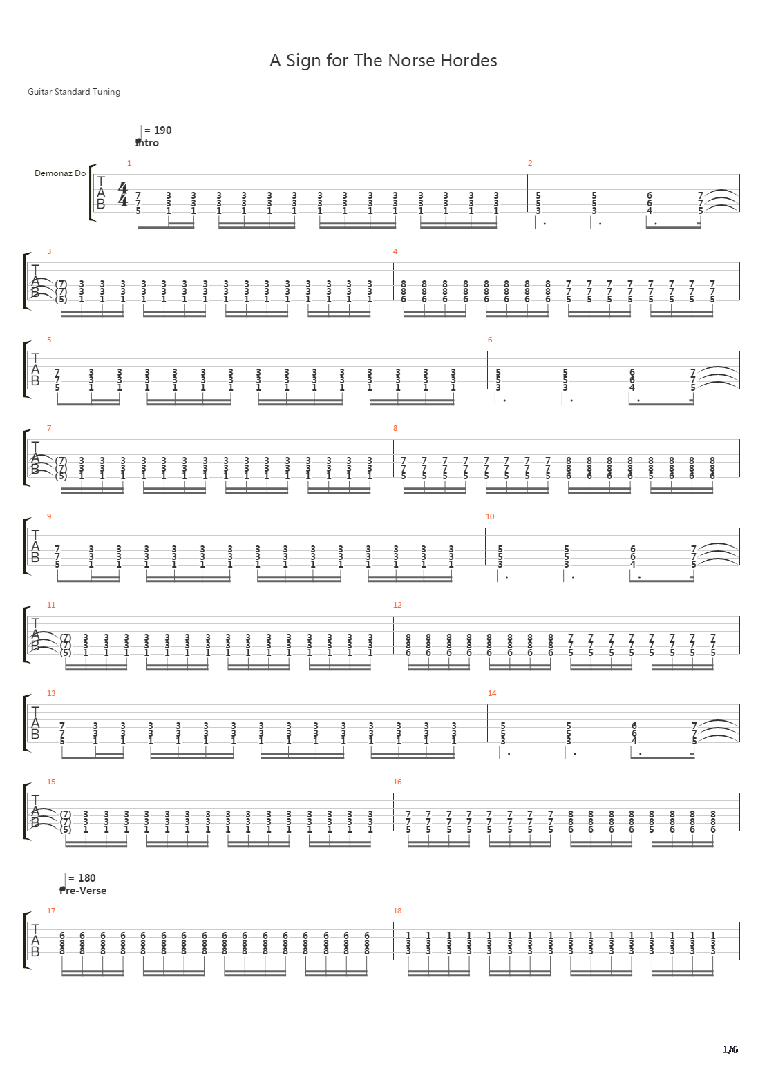 A Sign For The Norse Hordes To Ride吉他谱