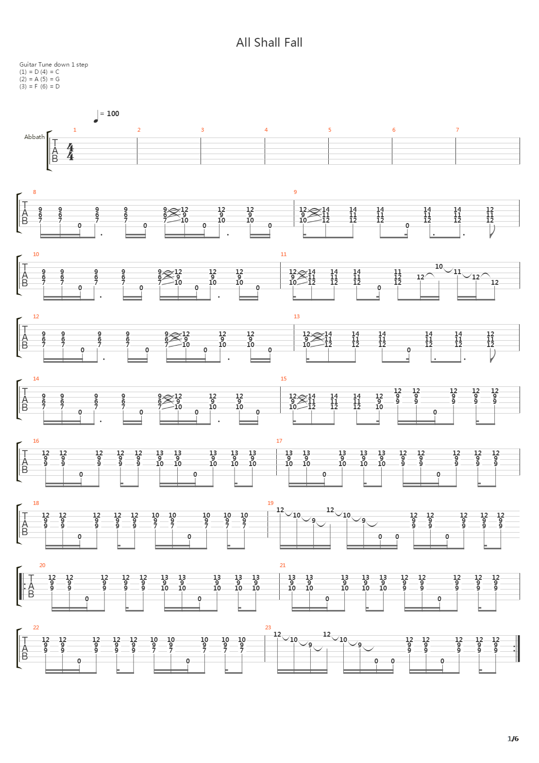 All Shall Fall吉他谱