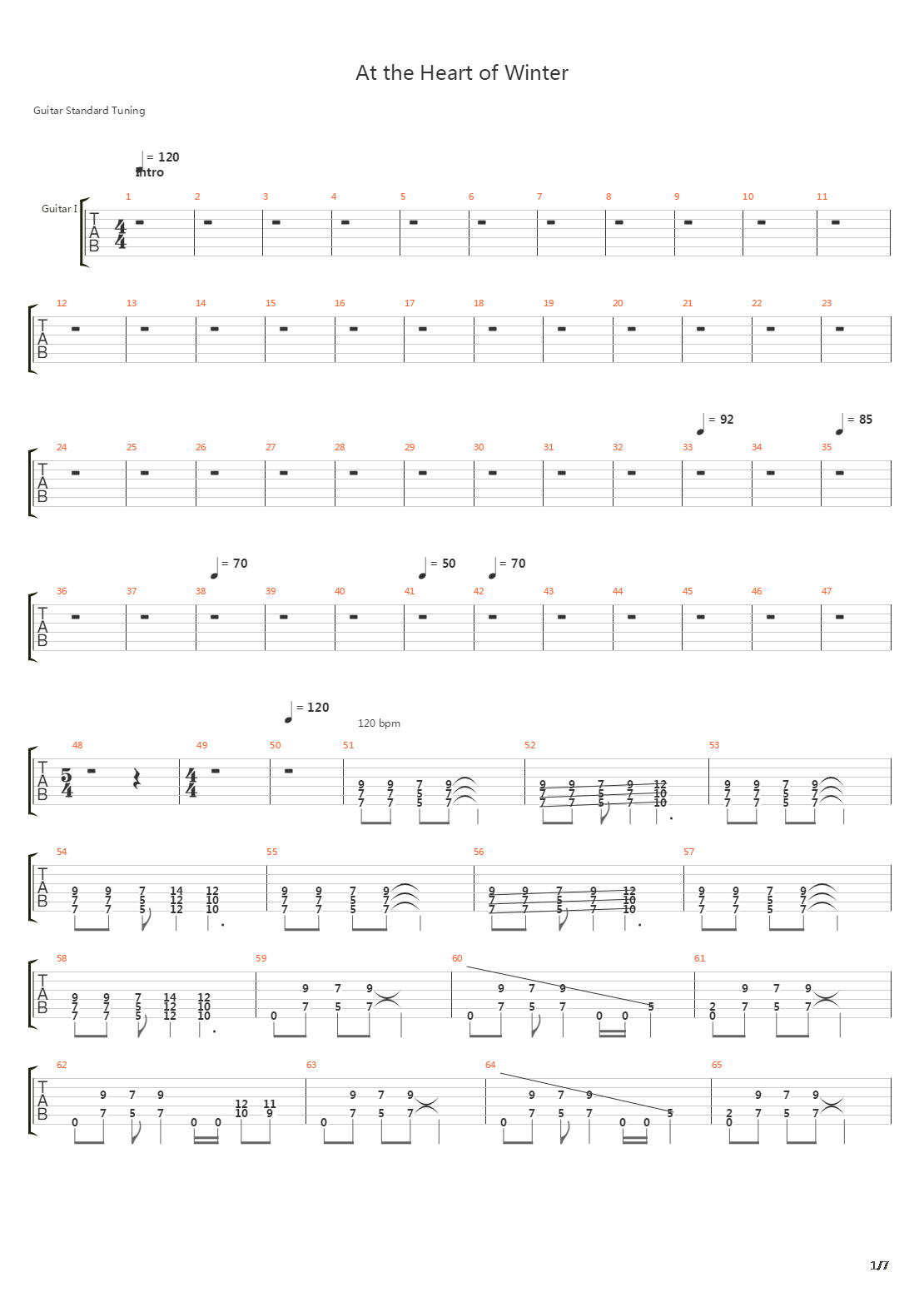 At The Heart Of Winter吉他谱
