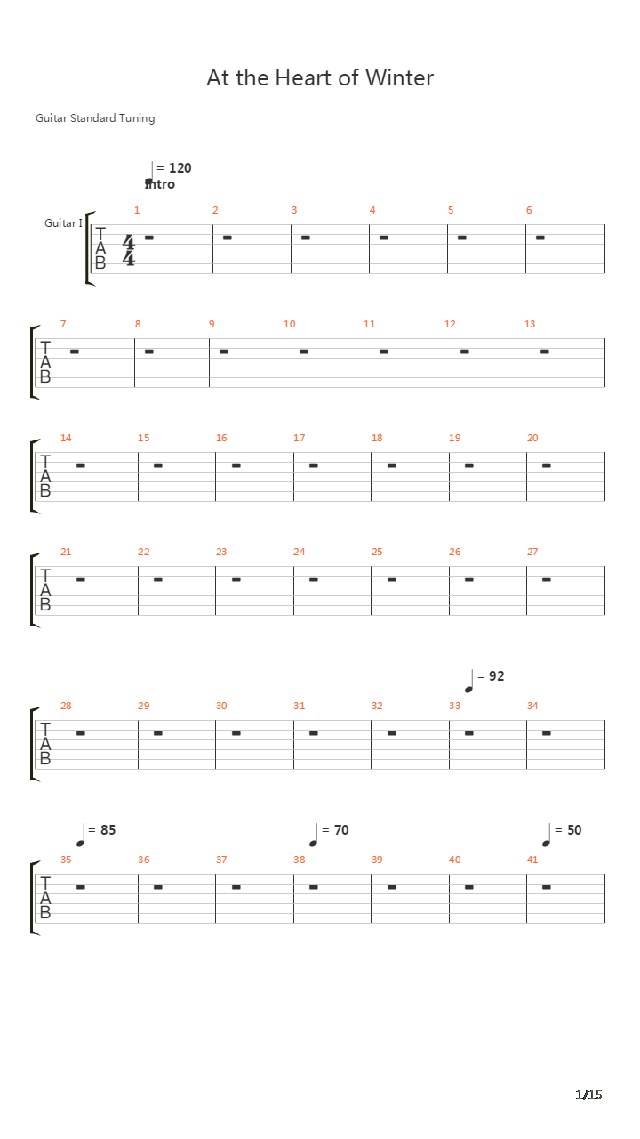 At The Heart Of Winter吉他谱