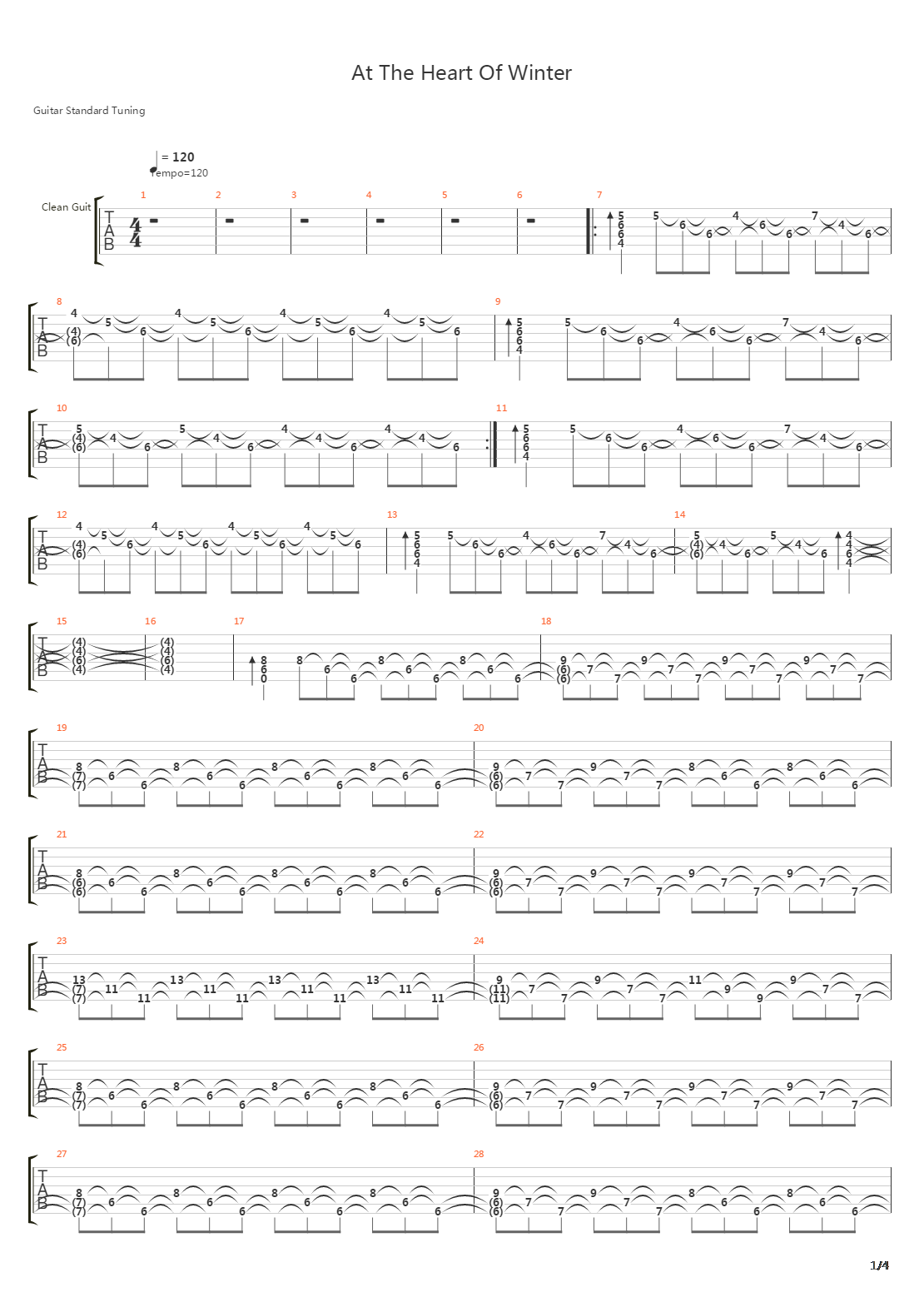 At The Heart Of Winter吉他谱