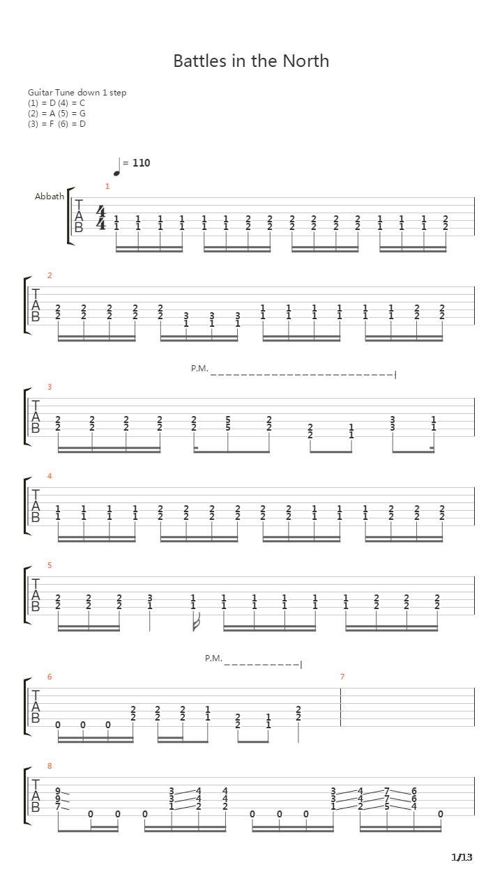 Battles In The North吉他谱