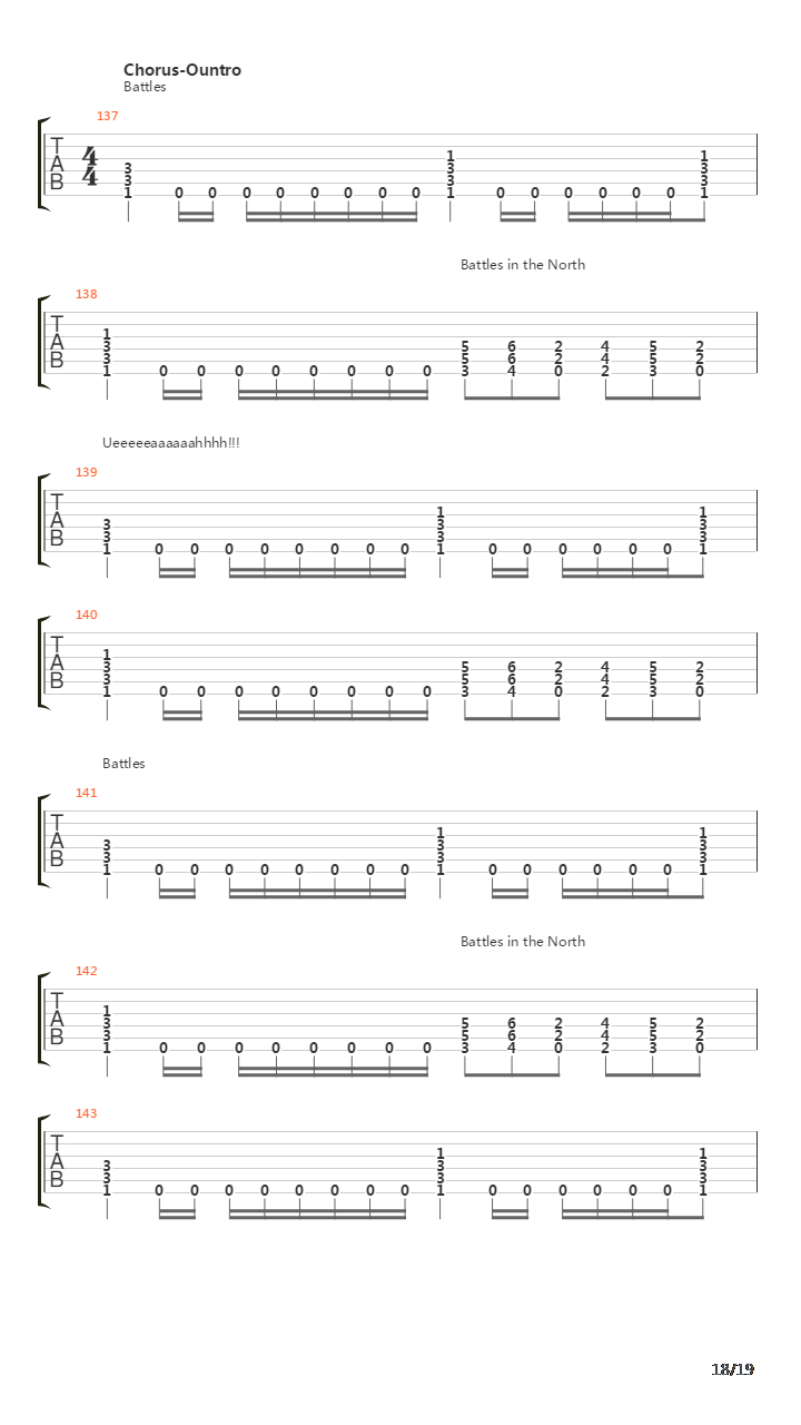 Battles In The North吉他谱