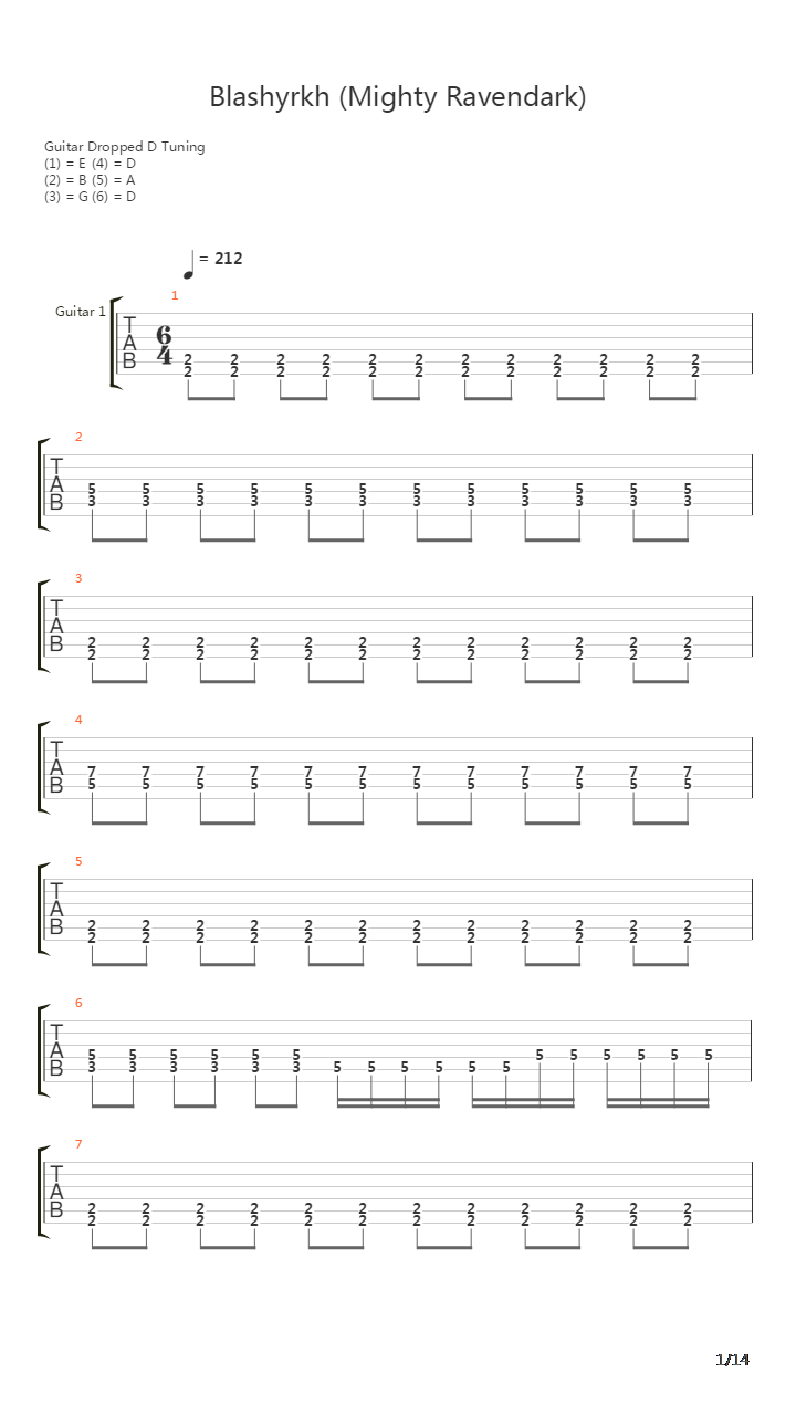 Blashyrkh Mighty Ravendark吉他谱