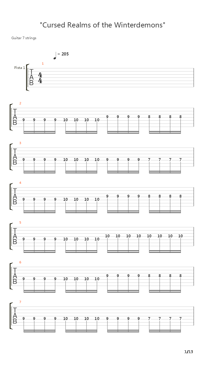 Cursed Realms Of Winterdemons吉他谱