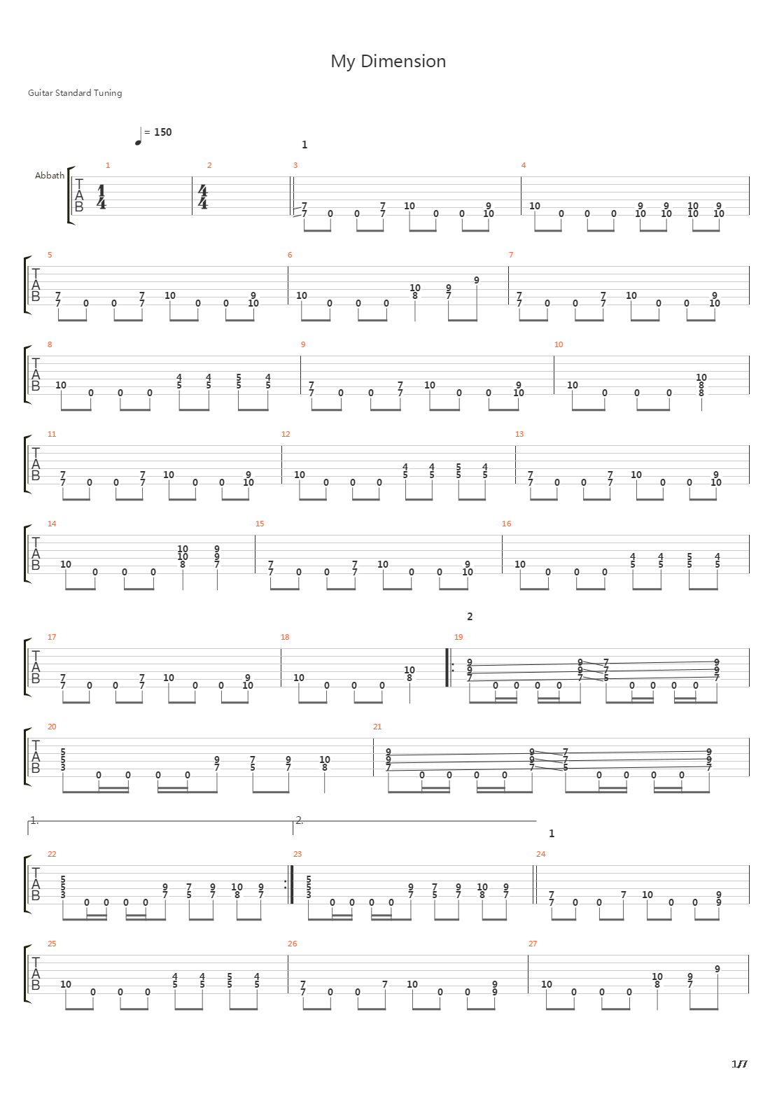 My Dimension吉他谱