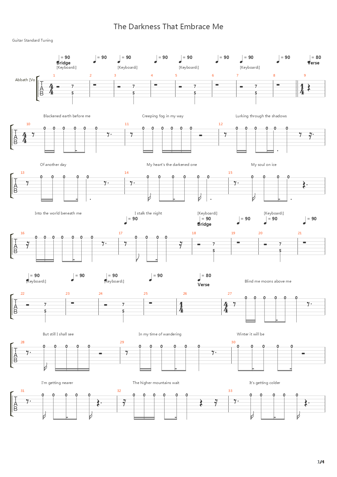 The Darkness That Embrace Me吉他谱