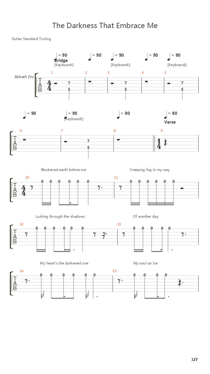 The Darkness That Embrace Me吉他谱