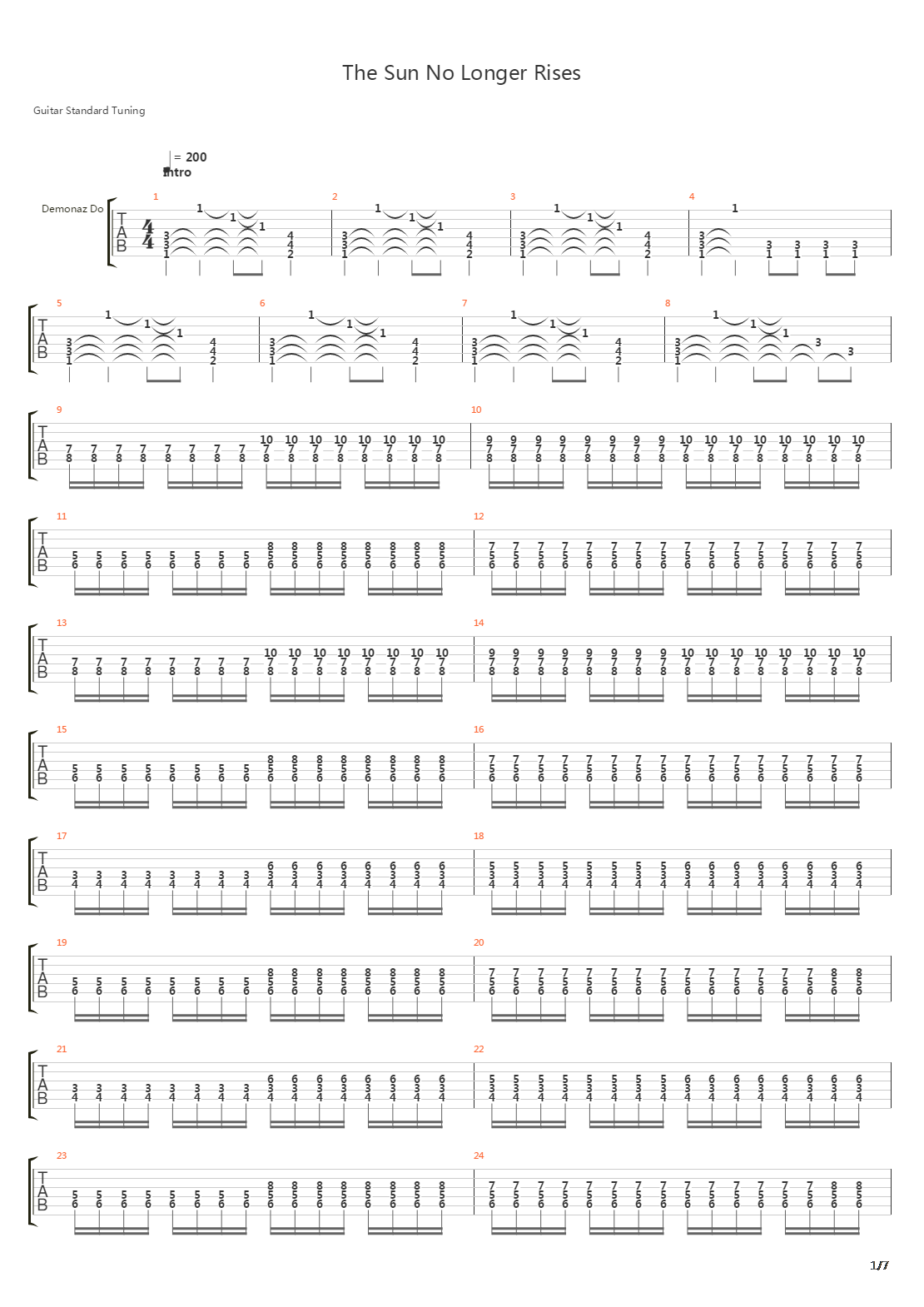 The Sun No Longer Rises吉他谱