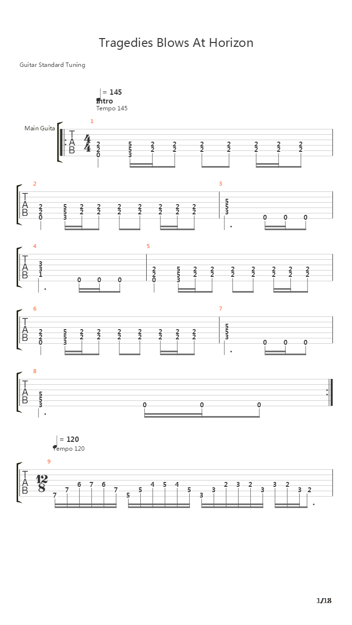 Tragedies Blows At Horizon吉他谱
