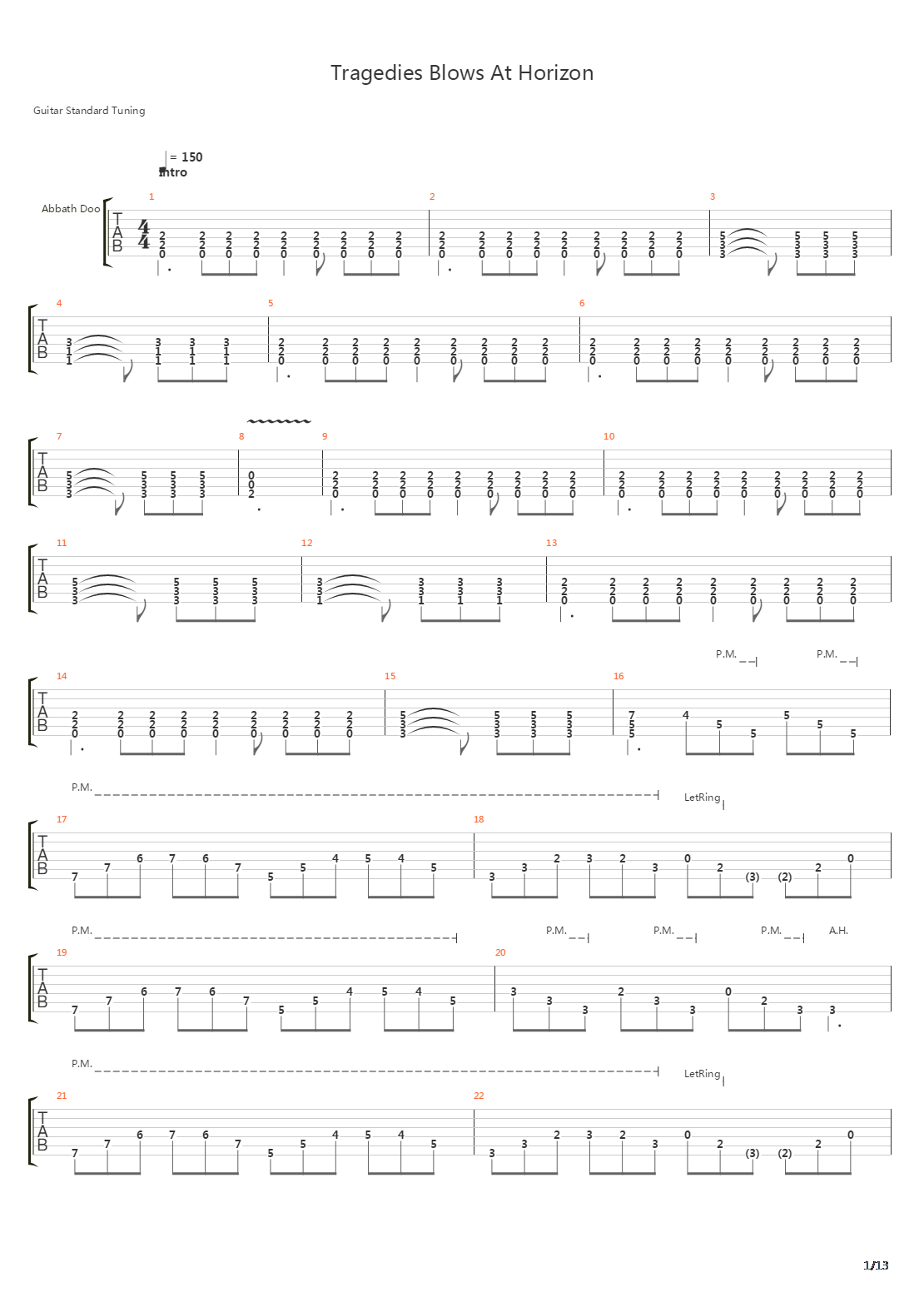 Tragedies Blows At Horizon吉他谱