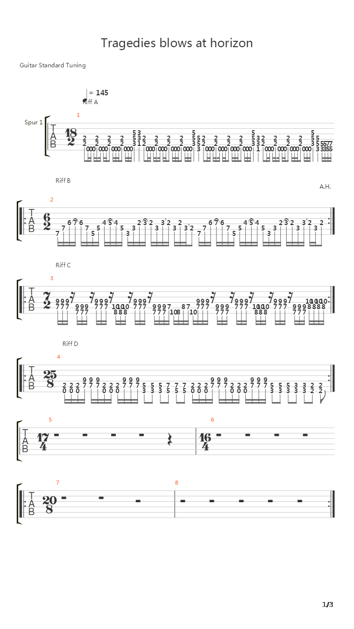 Tragedies Blows At Horizon吉他谱
