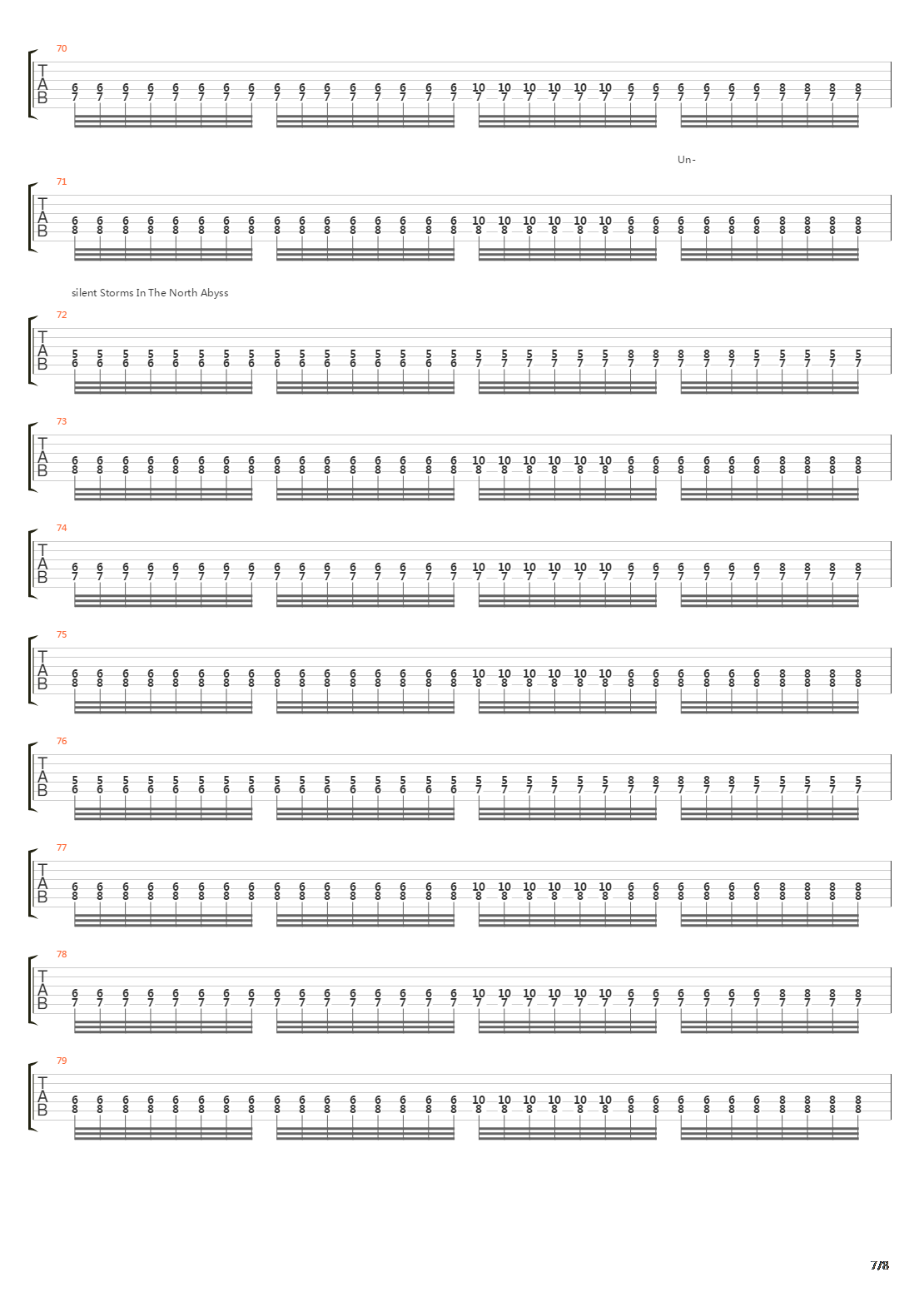 Unsilent Storms In The North Abyss吉他谱