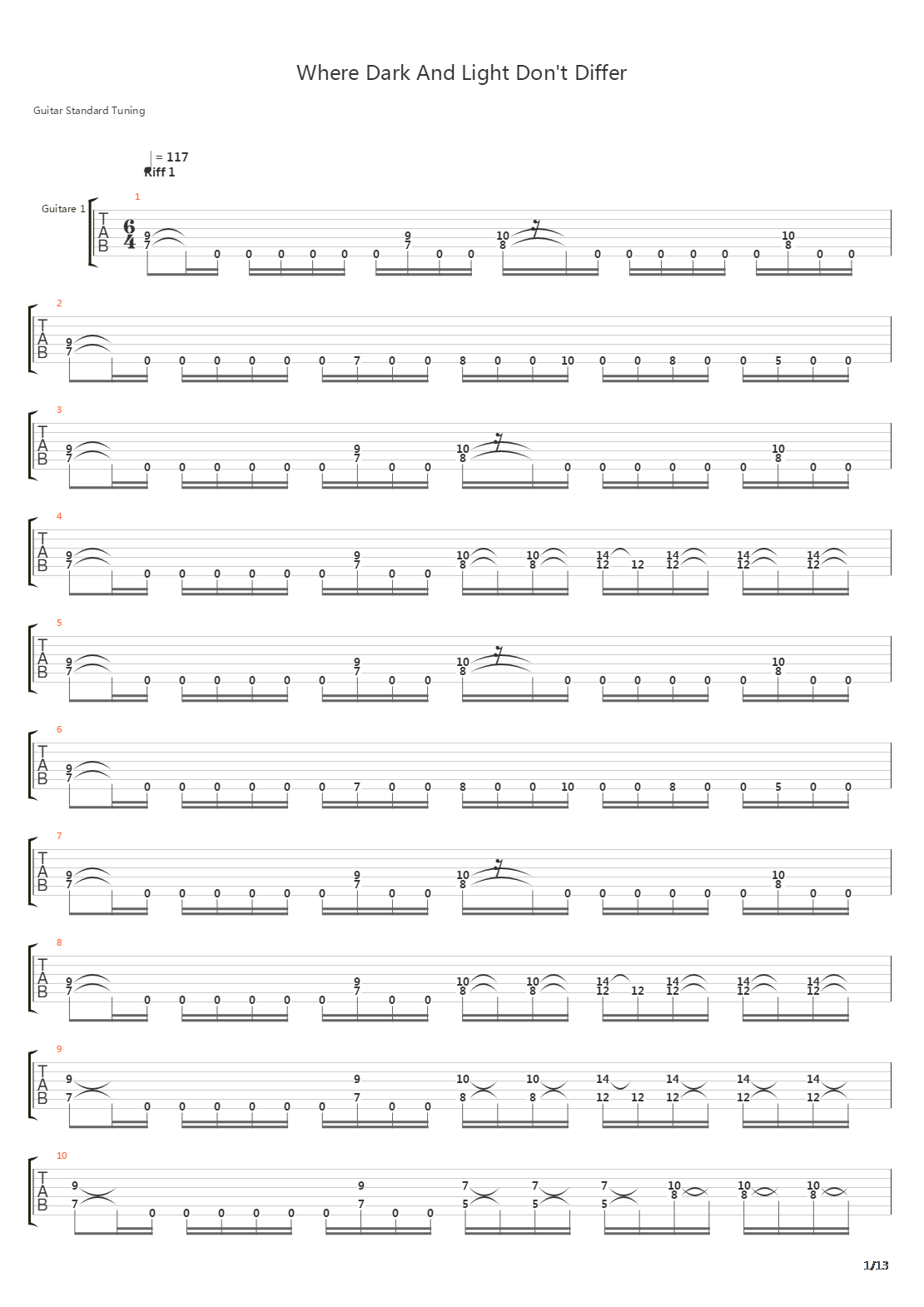 Where Dark And Light Dont Differ吉他谱