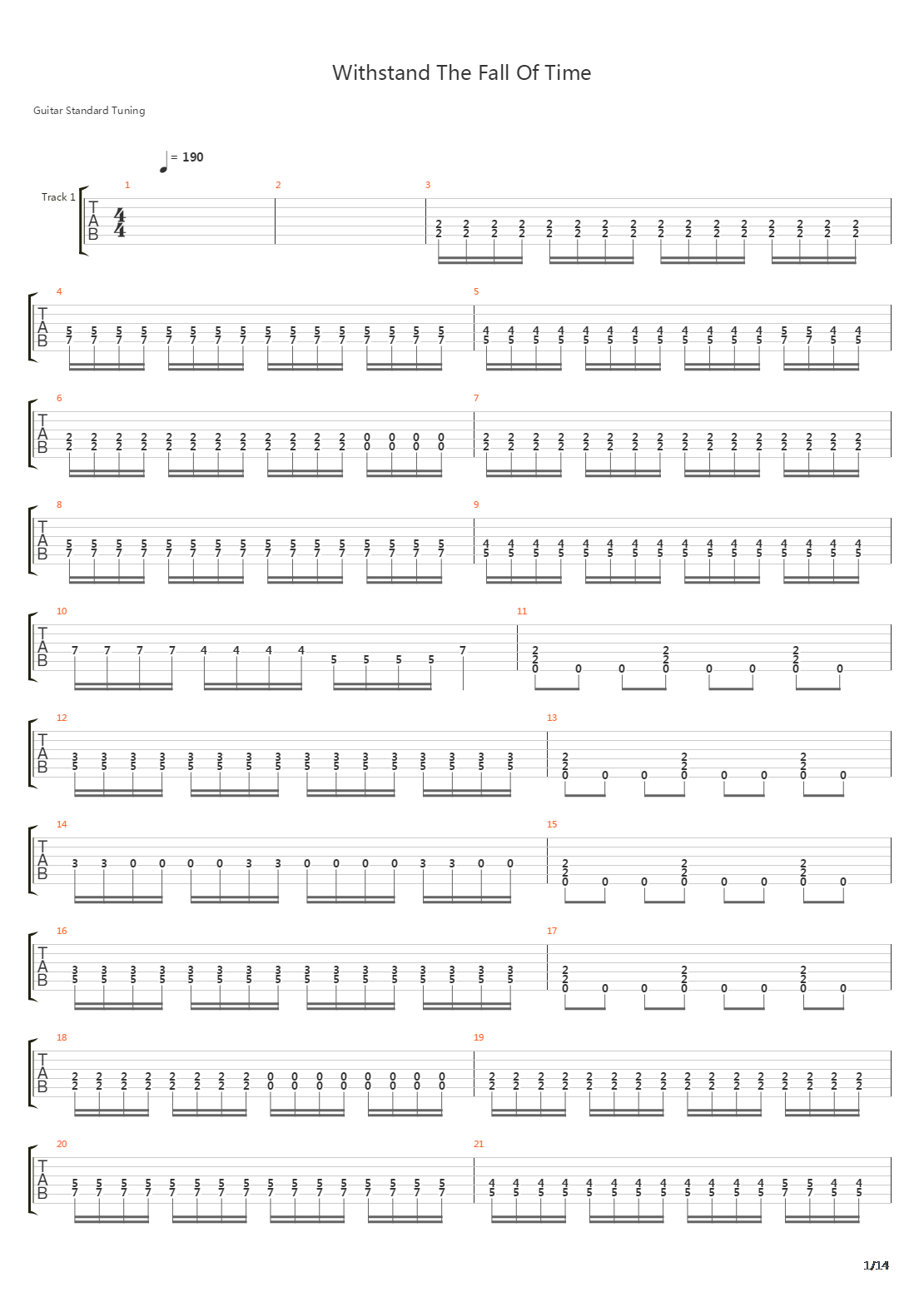 Withstand The Fall Of Time吉他谱
