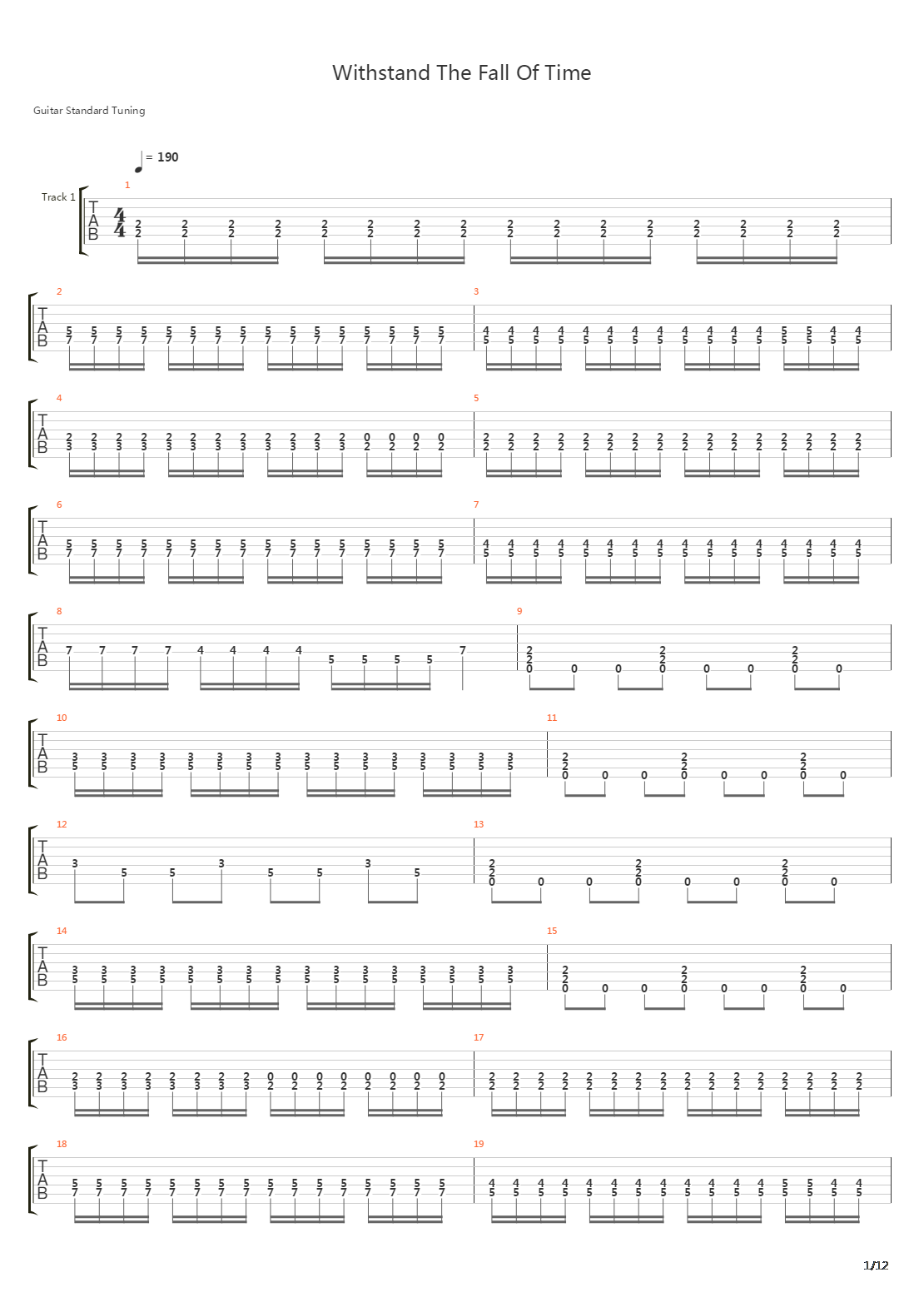 Withstand The Fall Of Time吉他谱