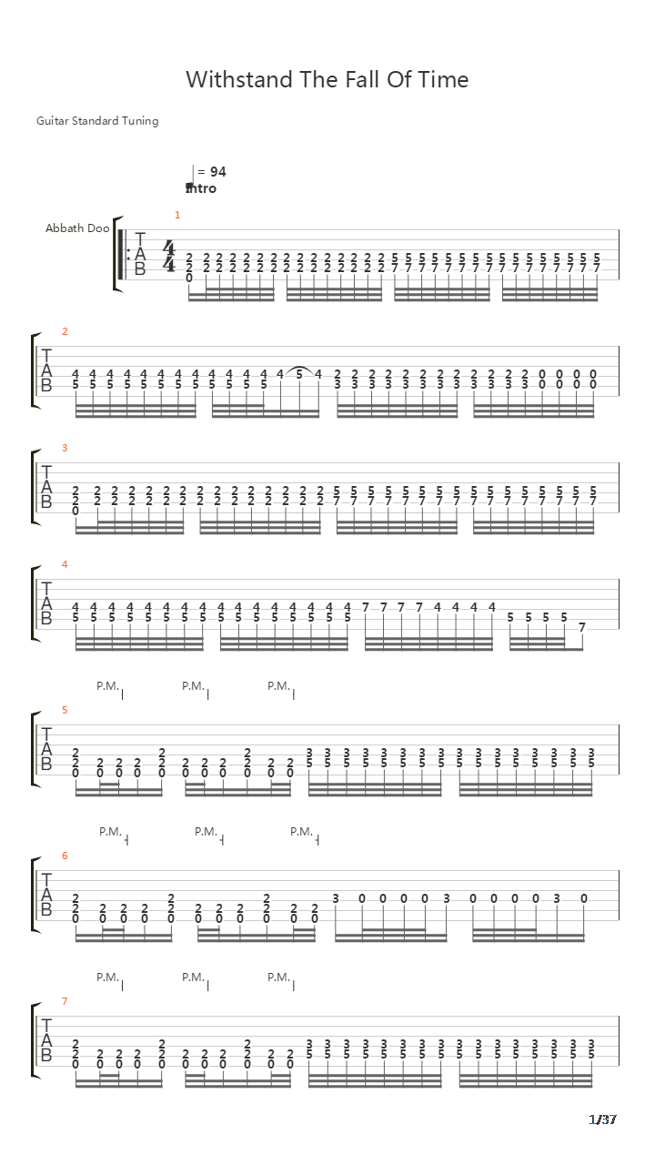 Withstand The Fall Of Time吉他谱