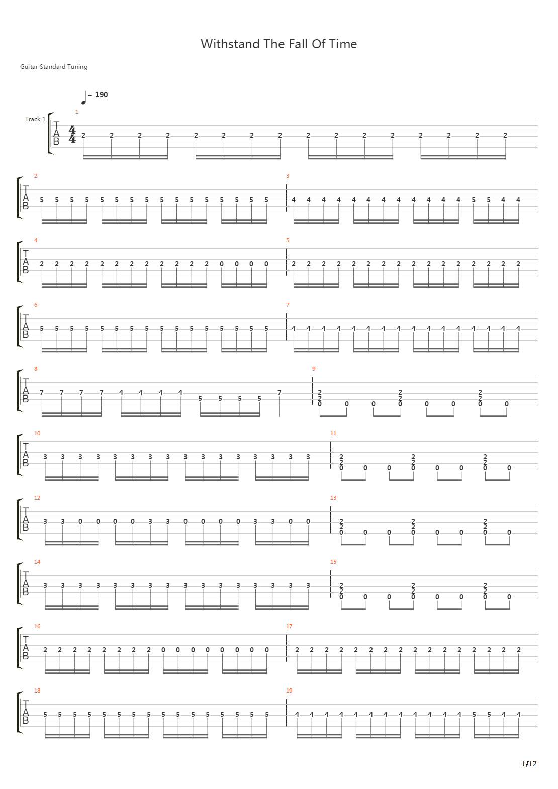 Withstand The Fall Of Time吉他谱