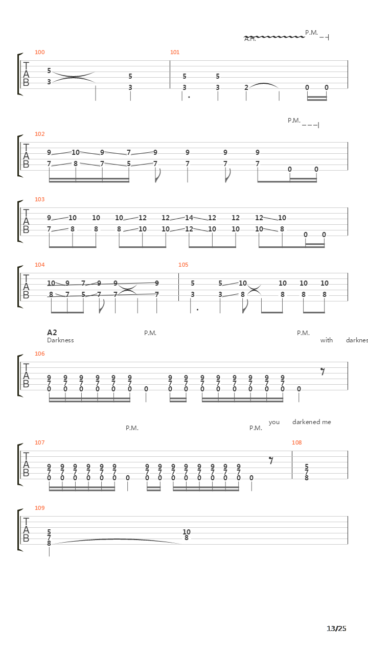 Years Of Silent Sorrow吉他谱