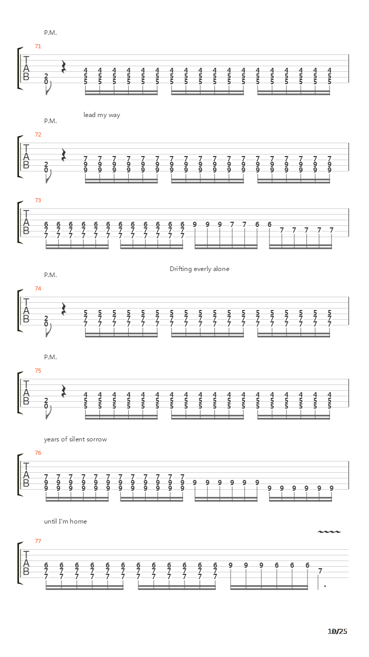 Years Of Silent Sorrow吉他谱