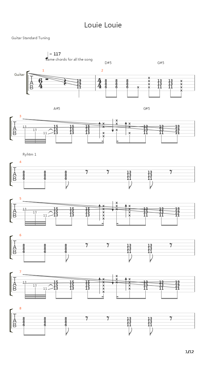 Louie Louie吉他谱