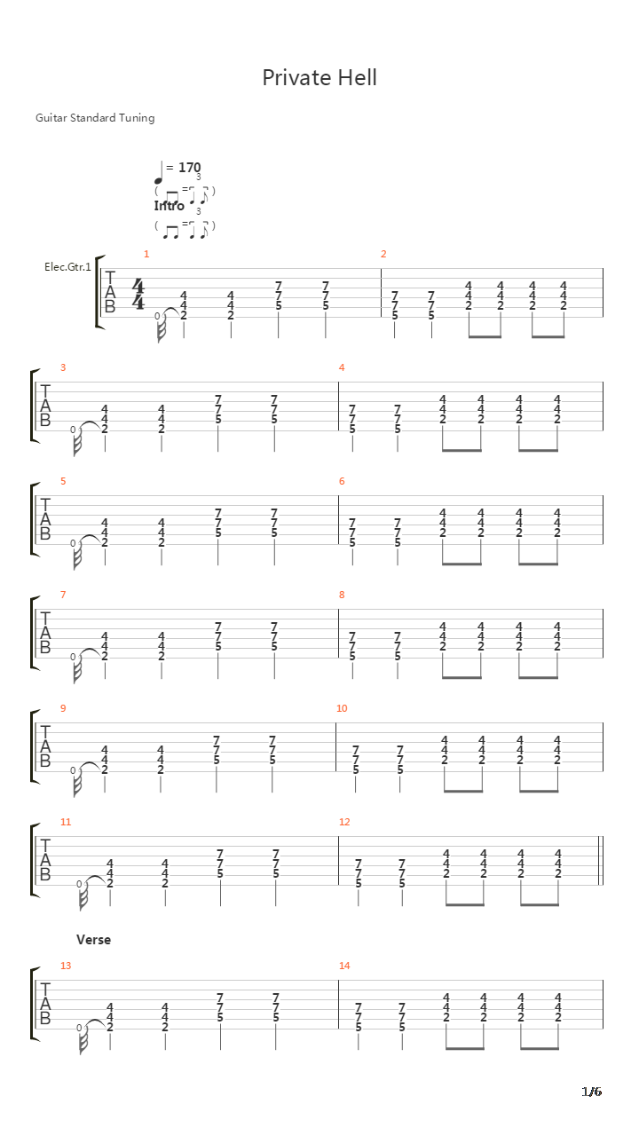 Private Hell吉他谱