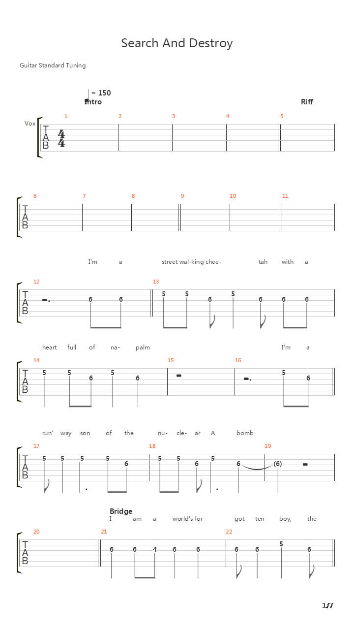 Search And Destroy吉他谱
