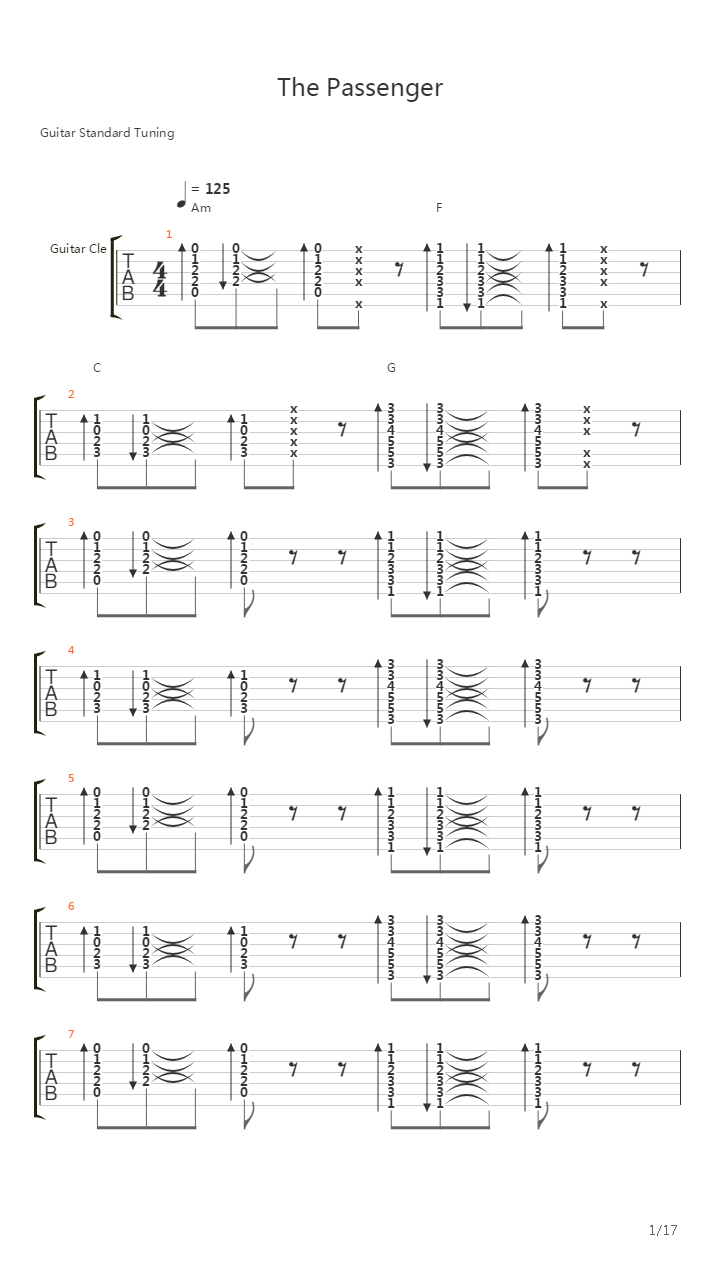 The Passenger吉他谱