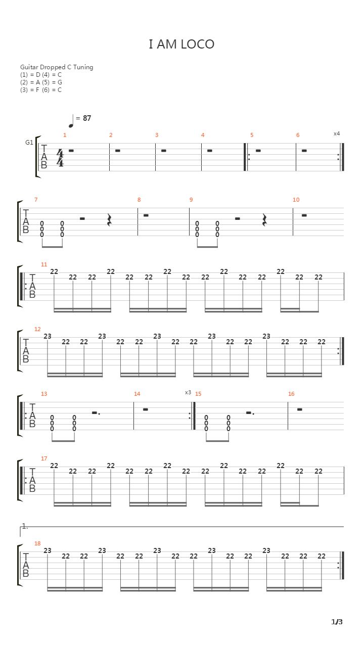 I Am Loco吉他谱