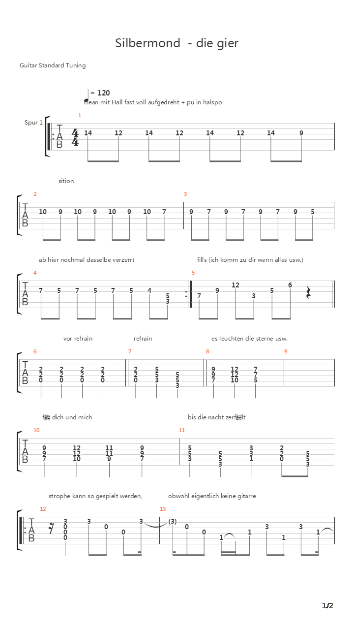 Die Gier吉他谱