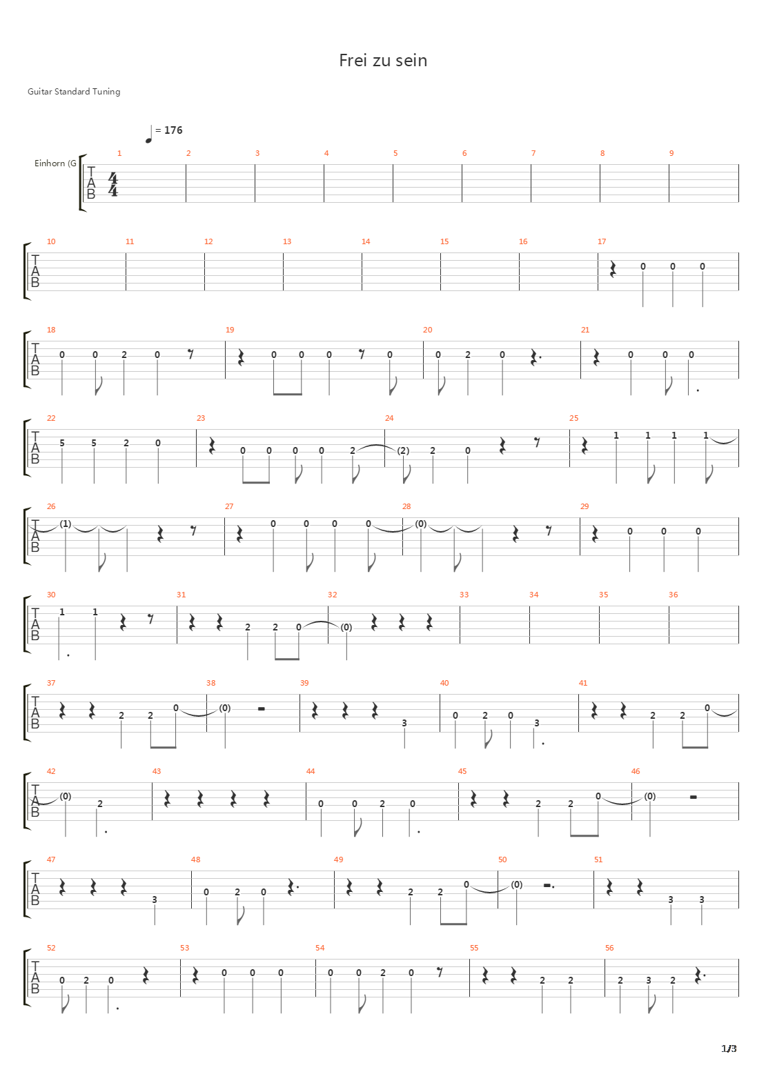Frei Zu Sein吉他谱