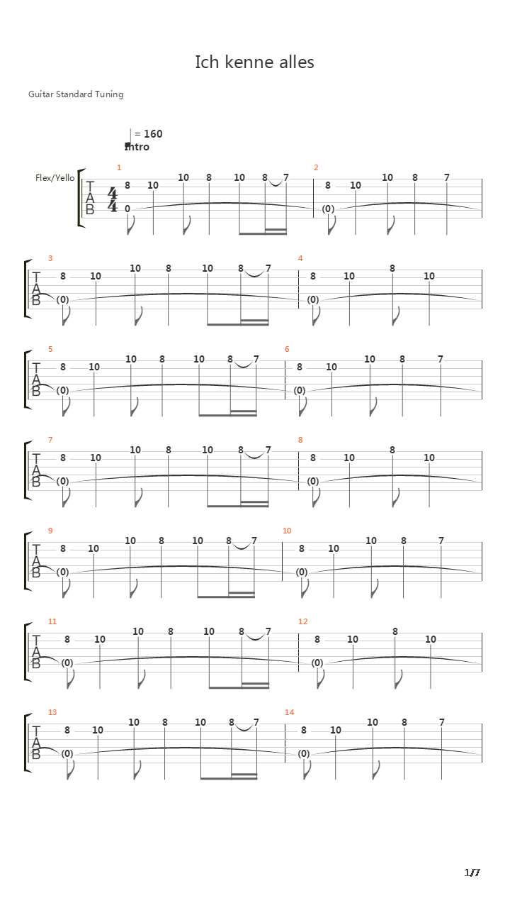 Ich Kenne Alles吉他谱