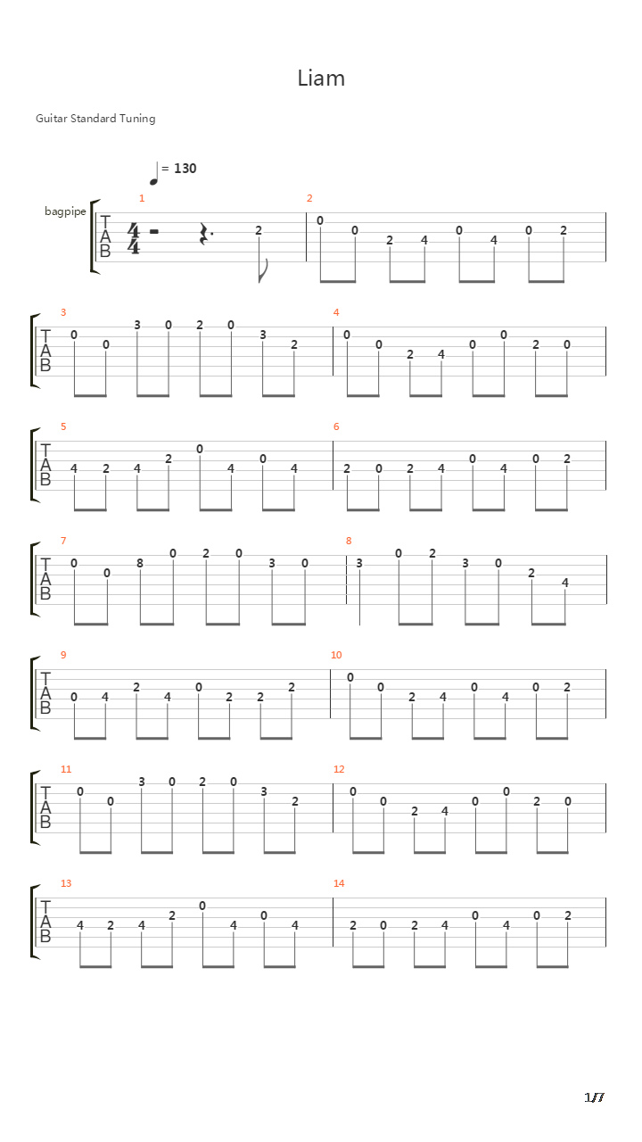Liam吉他谱