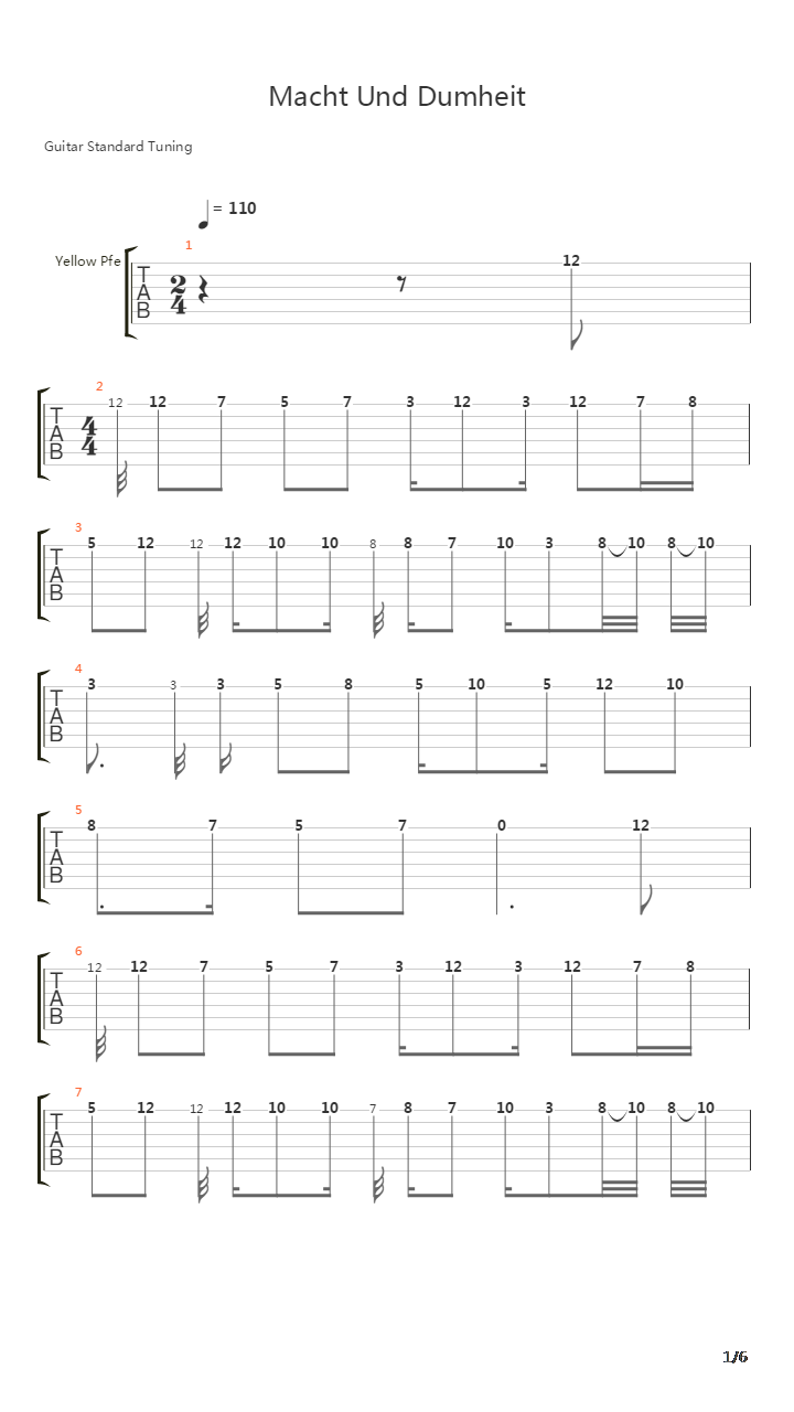 Macht Und Dumheit吉他谱