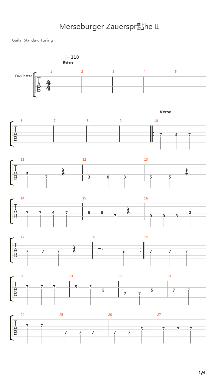 Merseburger Zaubersprueche 2吉他谱